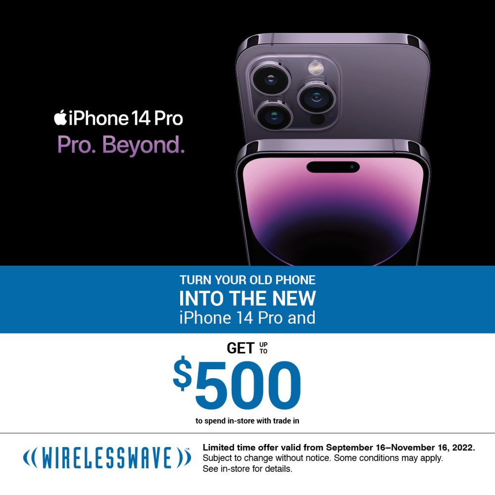 Offer title Turn your old phone into the new iPhone 14 Pro