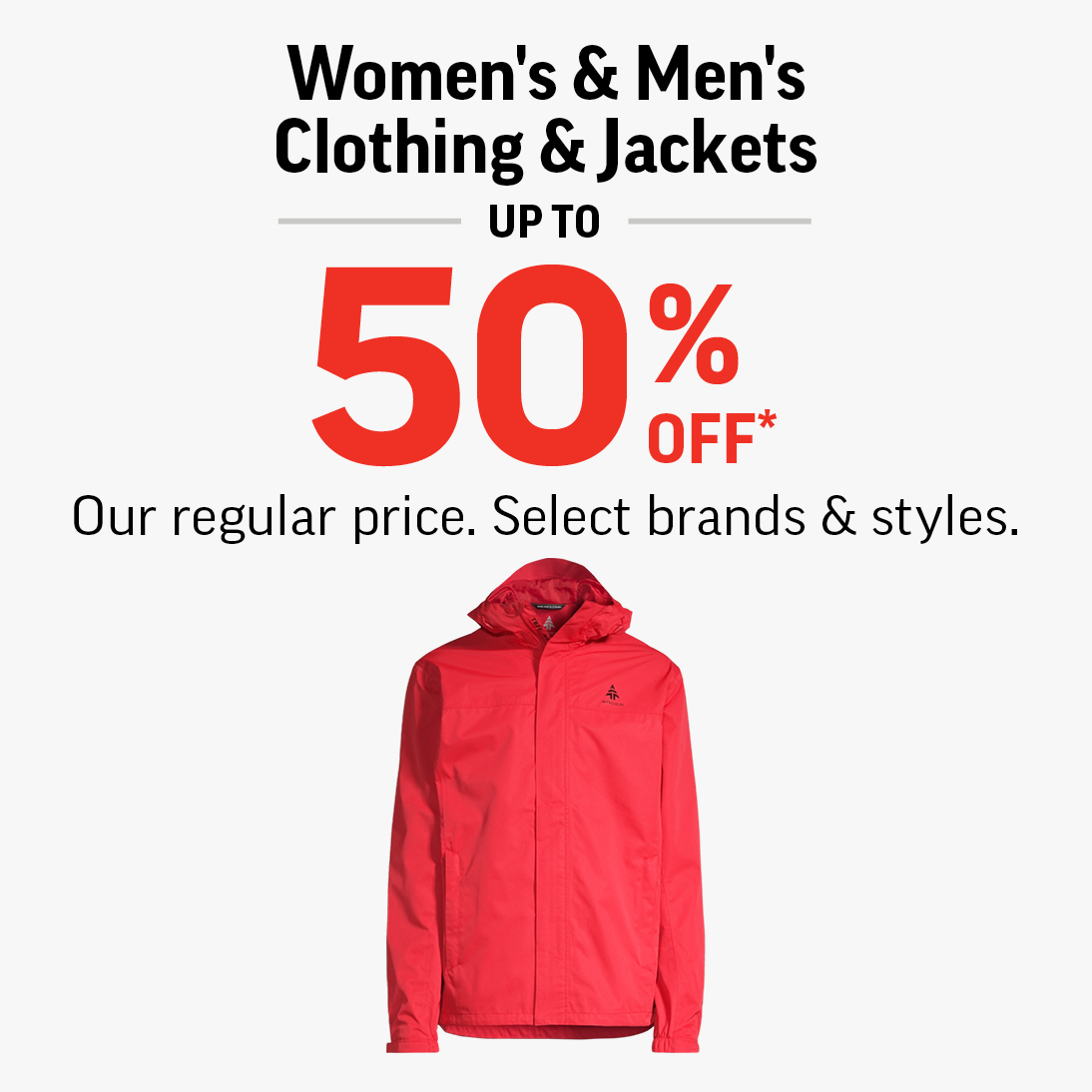 Offer title Clothing & Jackets Up To 50% Off!