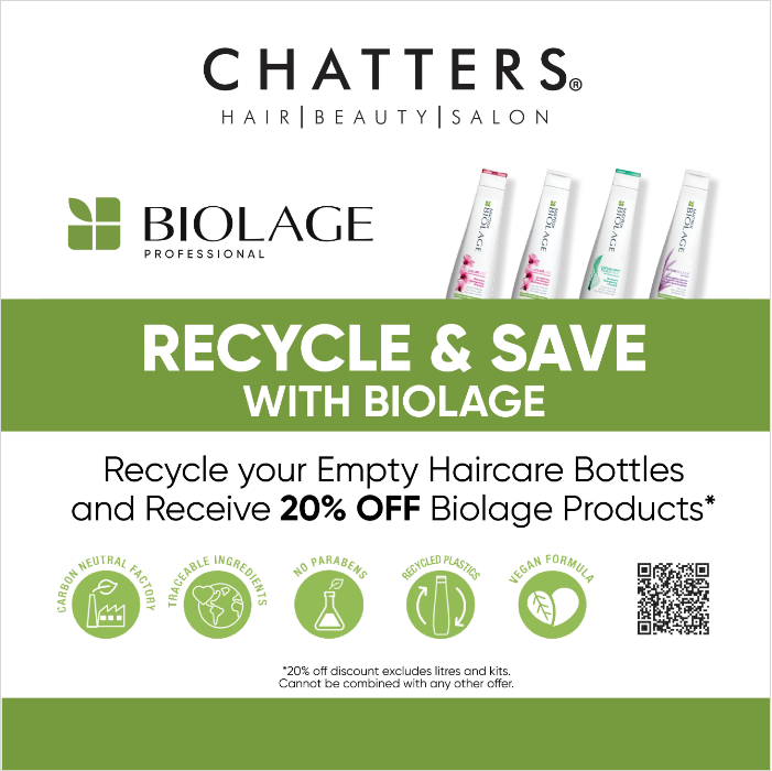 Offer title Recycle & Save at Chatters Hair Salon