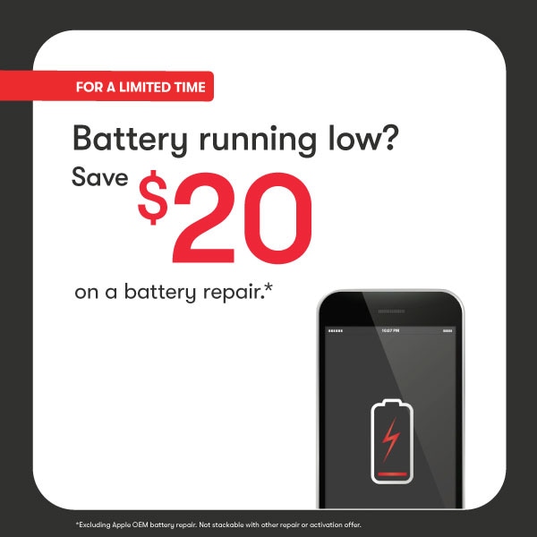 Offer title Save $20 on a battery repair.*