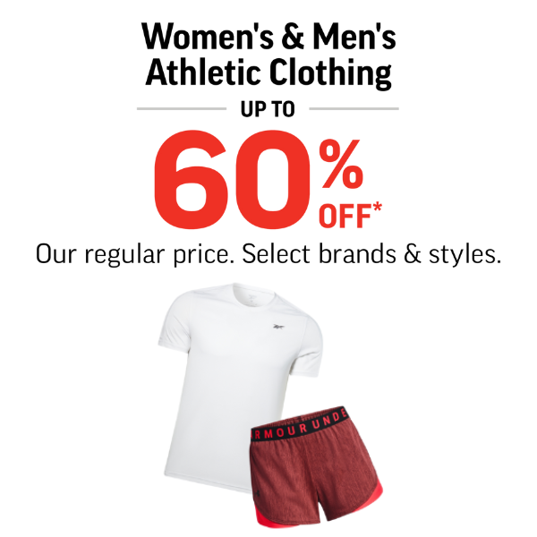 Offer title Up To 60% Off Women’s & Men’s Athletic Clothing
