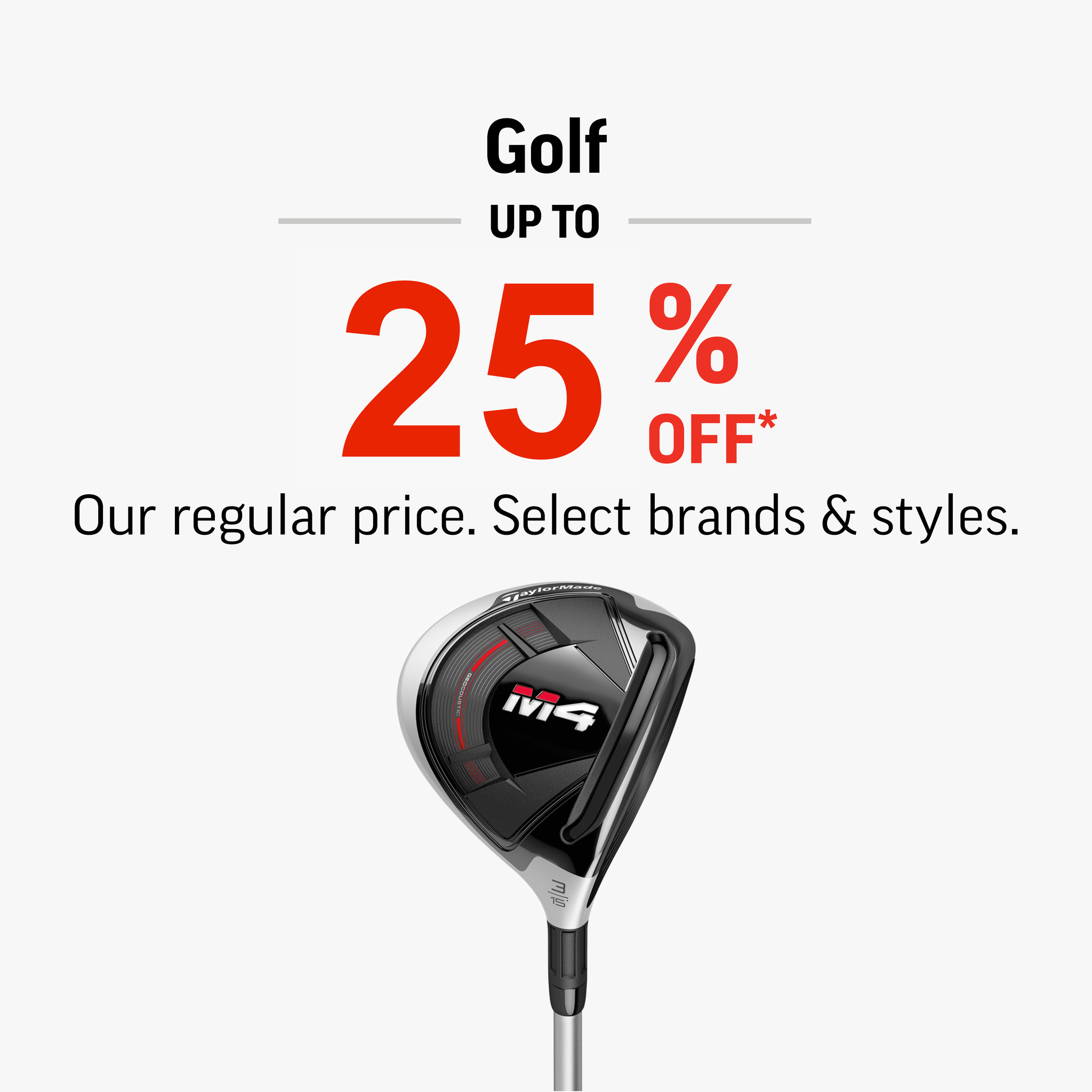 Offer title Golf Clothing, Hats & Belts 25% Off*